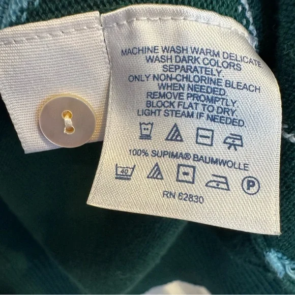 Lands’ End 100% Supima Cotton Argyle Cardigan Green Blue Women’s Size Large - Picture 5 of 11